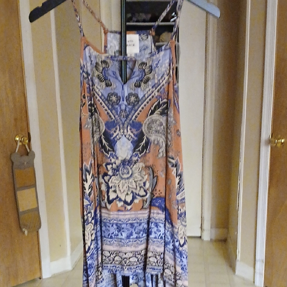 Knox Rose Blue and Orange Tunic Top